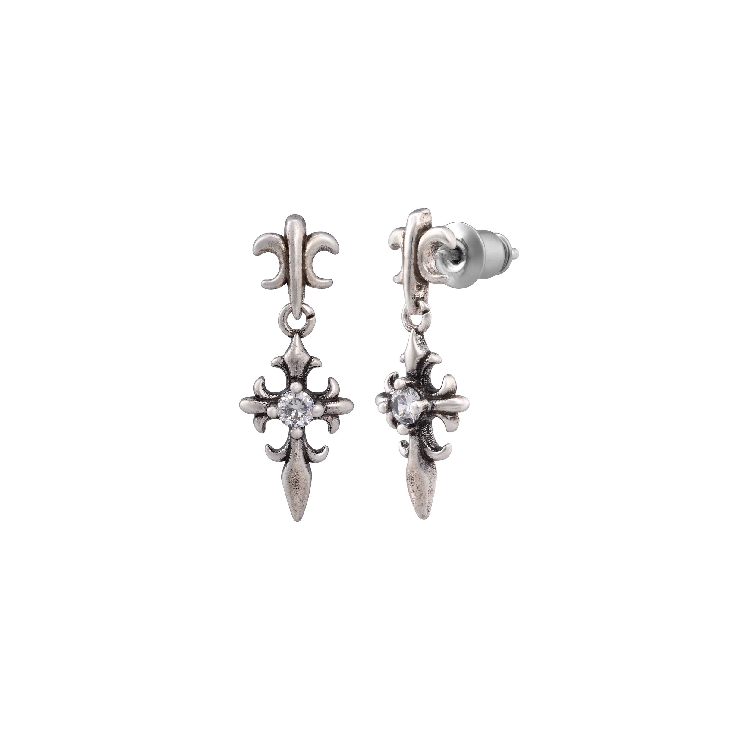 ABYSS CROWN – Boucles d’oreilles Pendantes 15 mm en Argent Vieilli