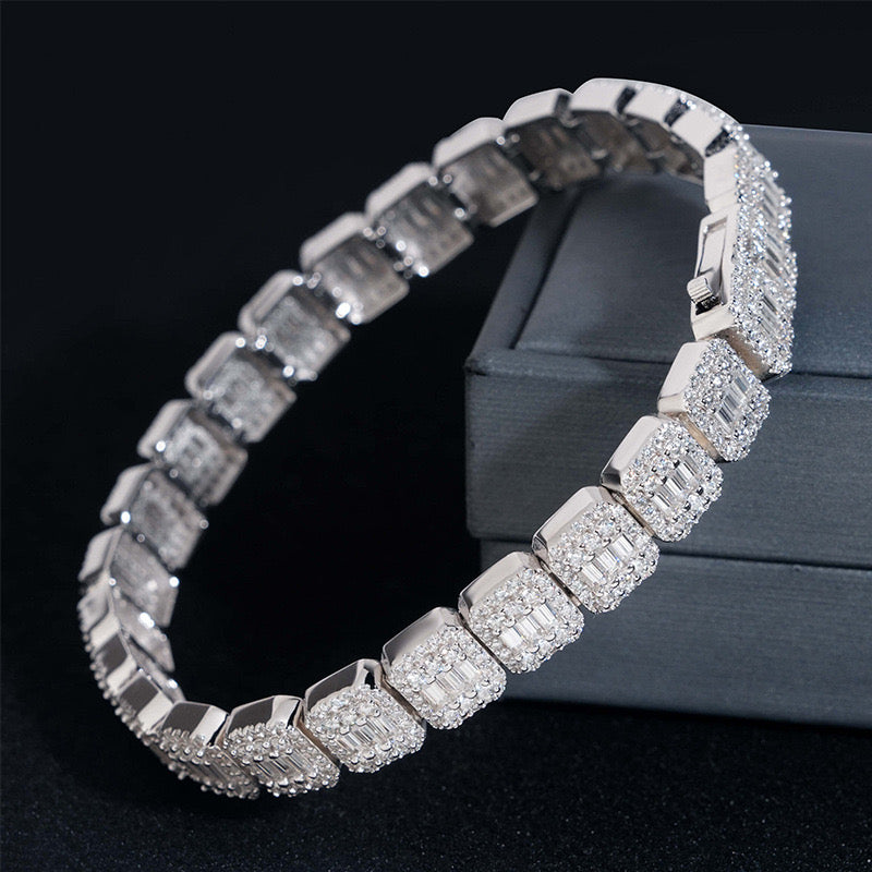 FUJO - Bracelet coupe baguette 9 mm en Moissanite VVS1 - Argent 925