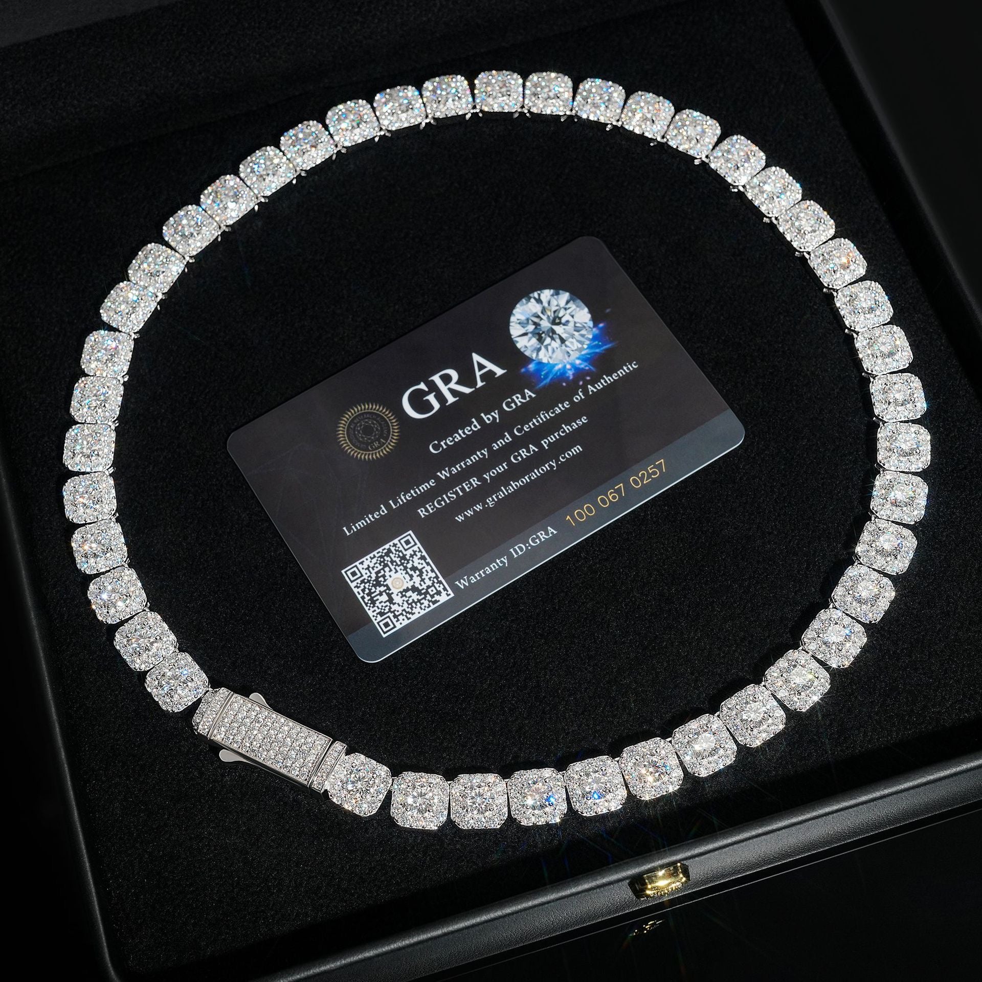 HYDRA -Chaîne Cluster de Tennis 10 mm Moissanite VVS1 - Argent 925