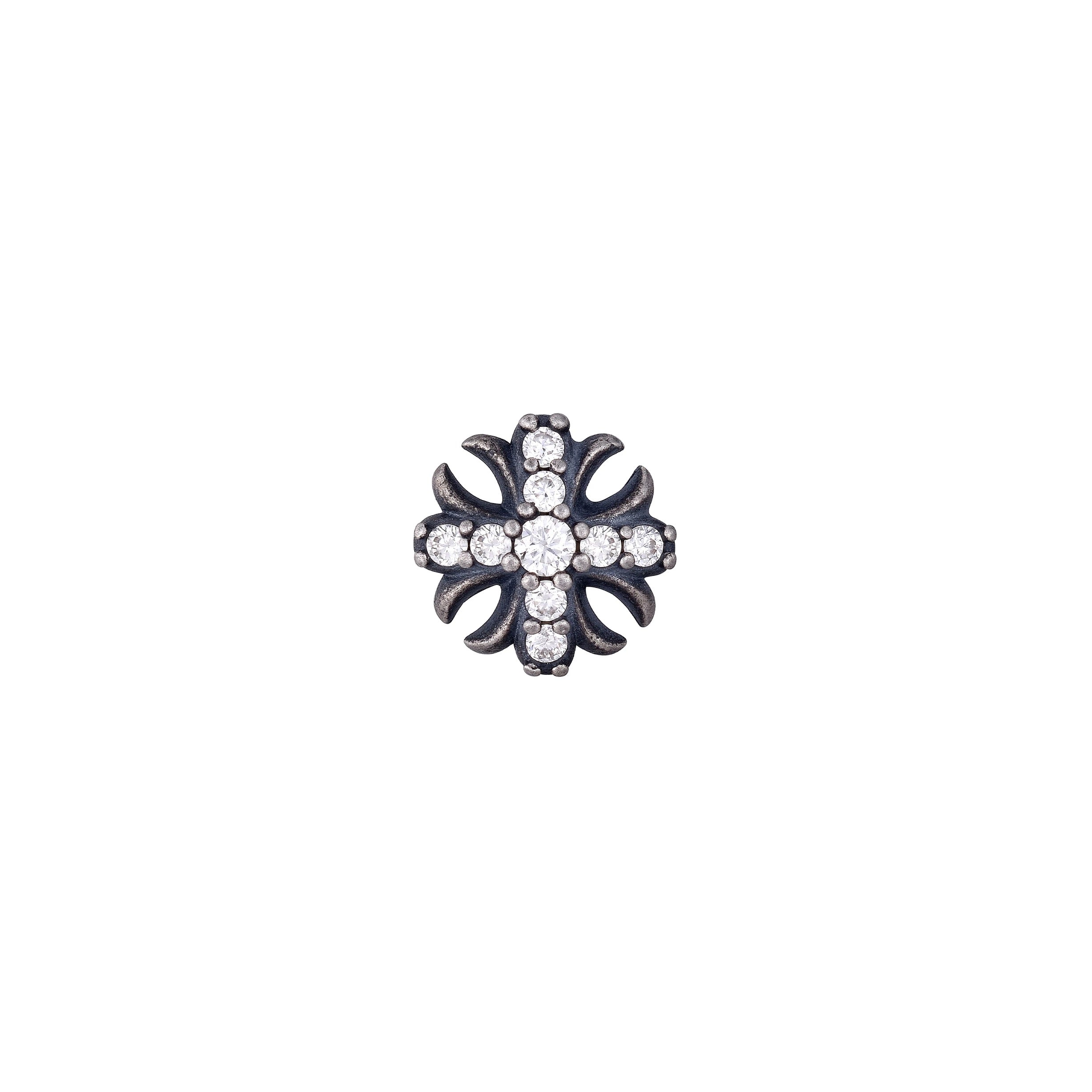 NOCTIS CROSS – Boucles d’oreilles Croix 9 mm en Moissanite VVS1 et Argent 925 Vieilli