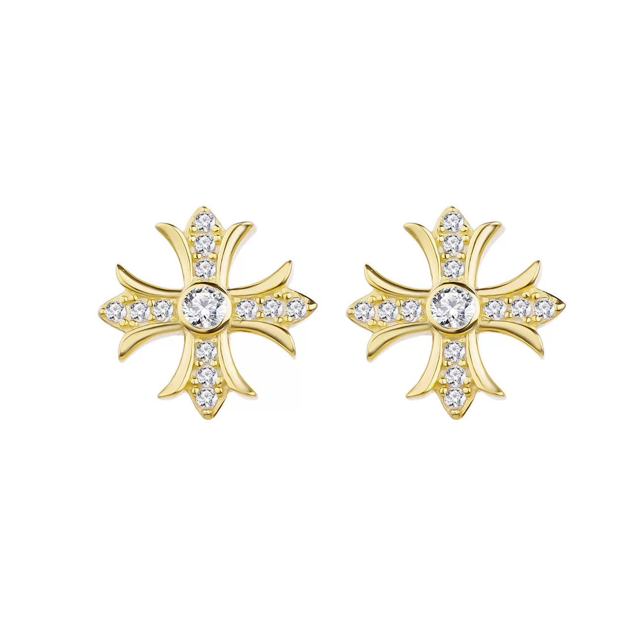 LYS GOTH – Boucles d’oreilles Croix 10 mm en Argent 925