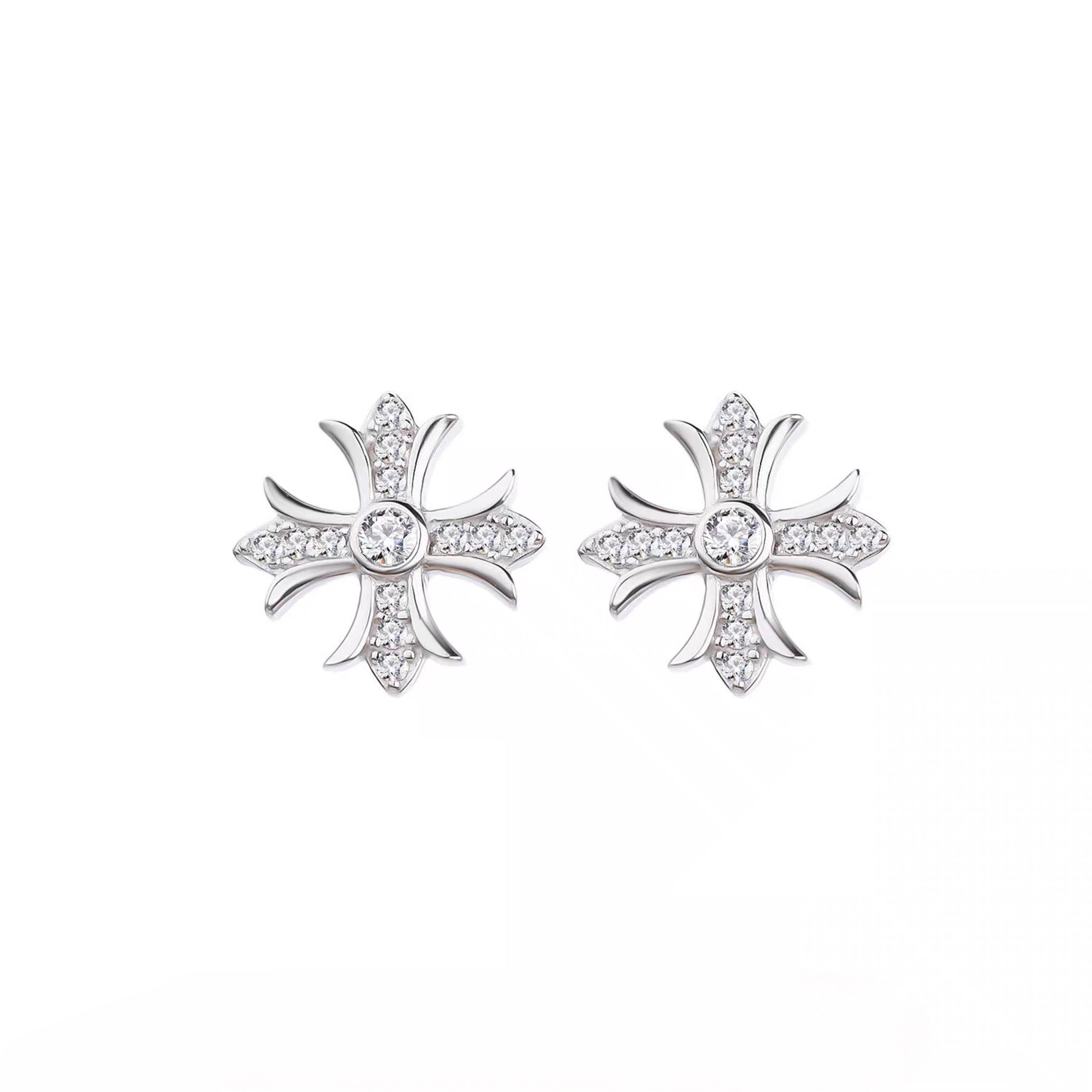 LYS GOTH – Boucles d’oreilles Croix 10 mm en Argent 925