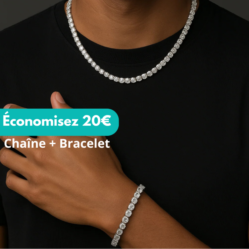 DROXY - Chaîne + Bracelet de Tennis 3 à 5mm - Or