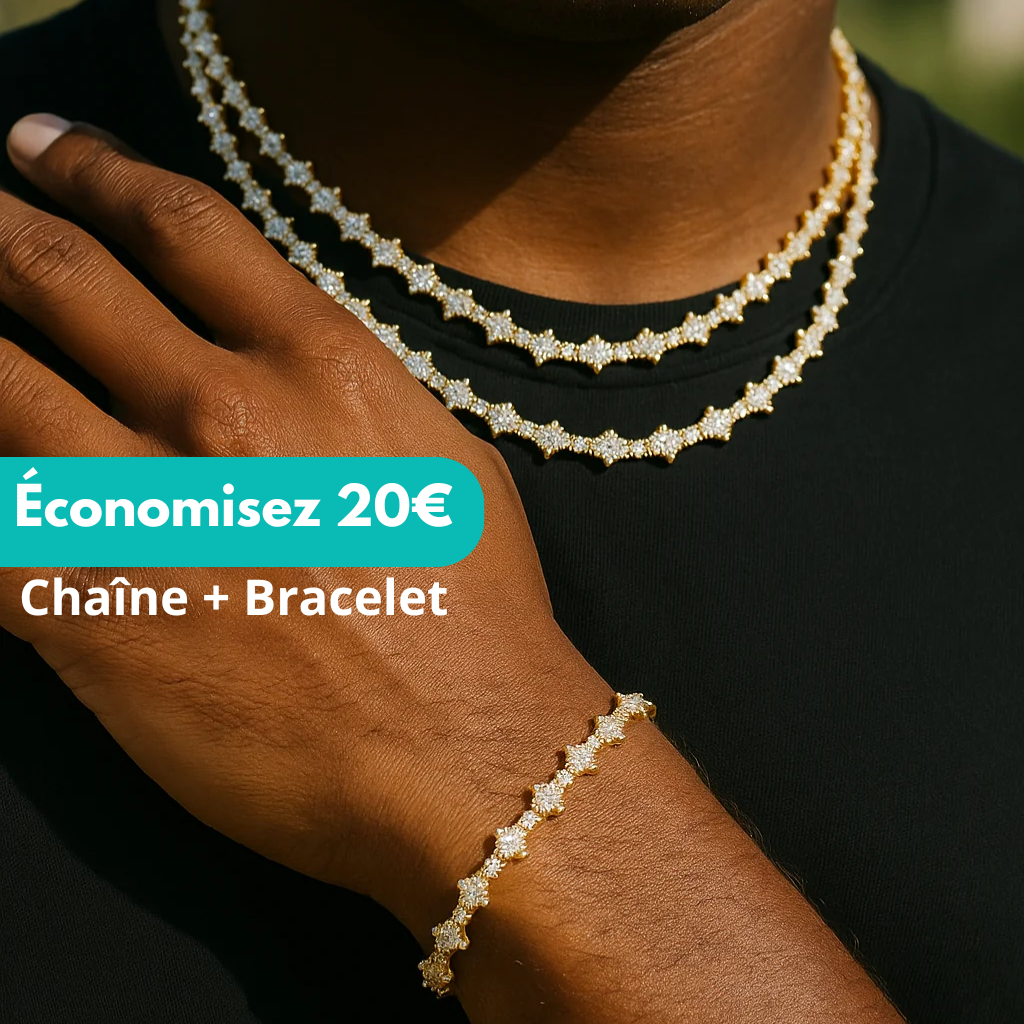 FRYSA - Collier + Bracelet de Tennis Rose 3 mm - Or