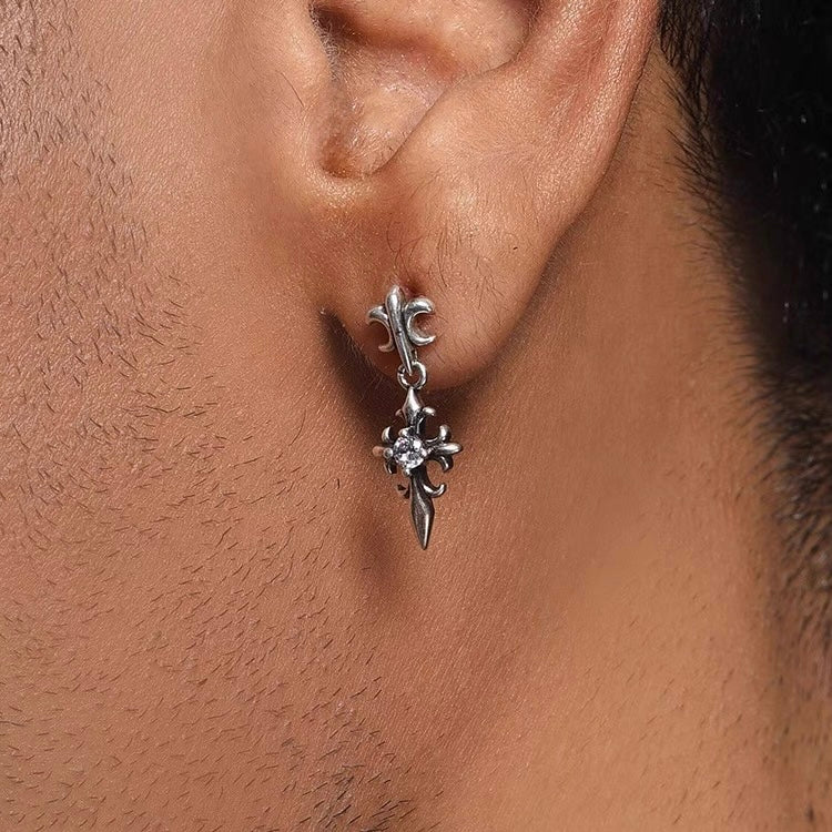 ABYSS CROWN – Boucles d’oreilles Pendantes 15 mm en Argent Vieilli