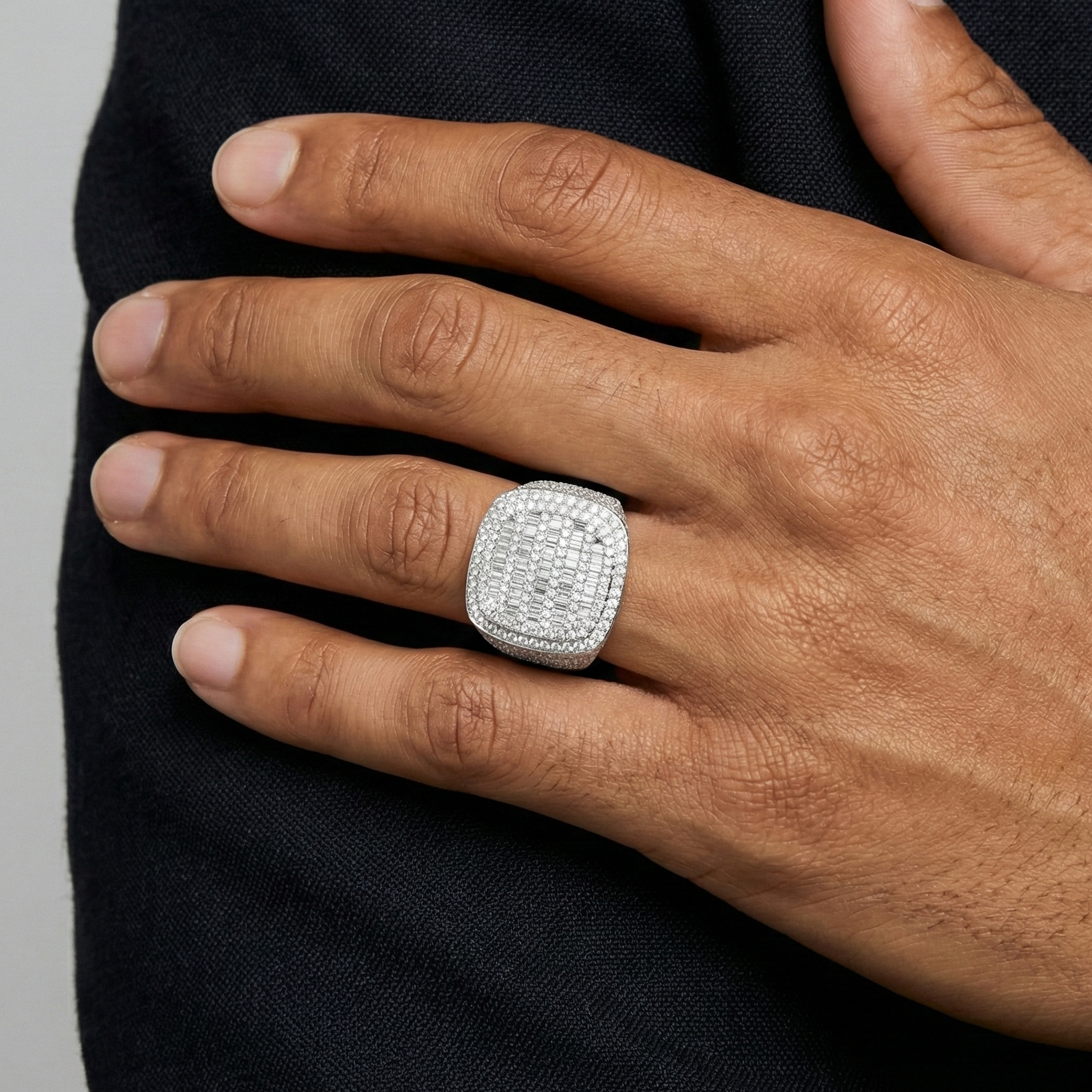 KARNO - Bague Carrée 22 mm Moissanite VVS1 - Argent 925