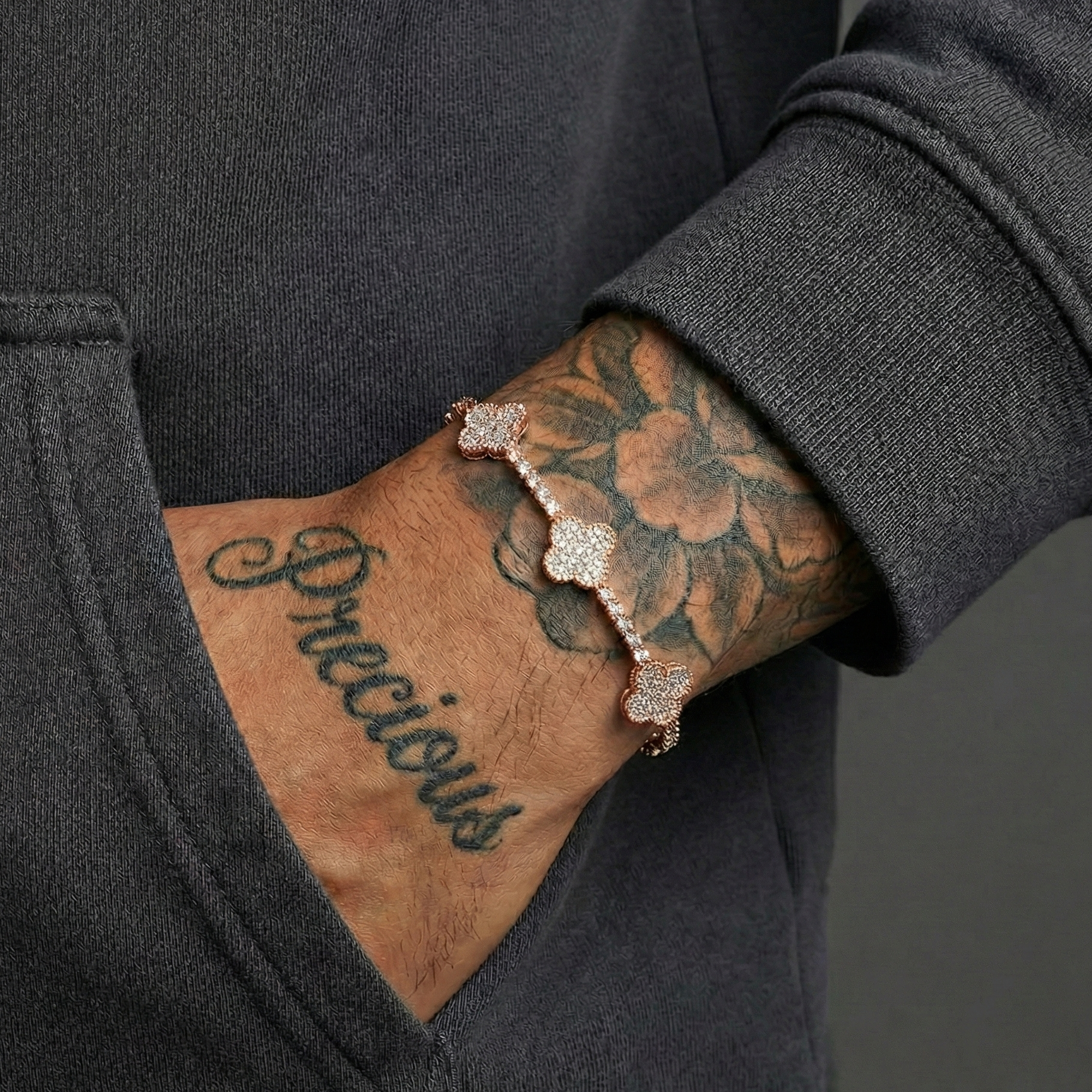 LYLUX - Chaine de Tennis fleurie 3/4 mm en Moissanite VVS1 - Argent 925