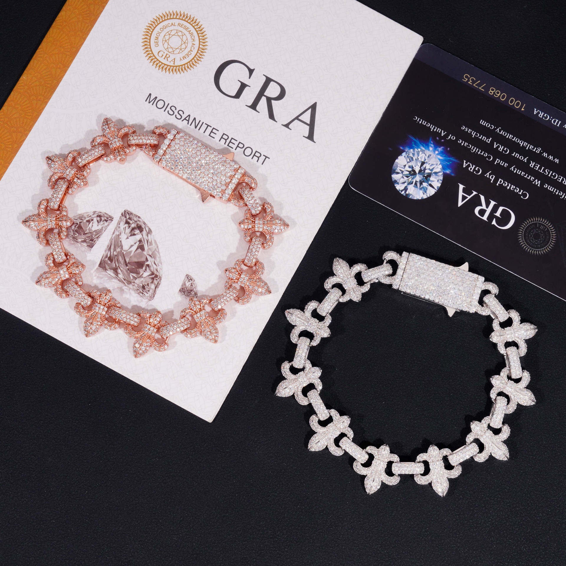 LYSSA - Bracelet Fleur de Lys 16 mm Moissanite VVS1 - Argent 925