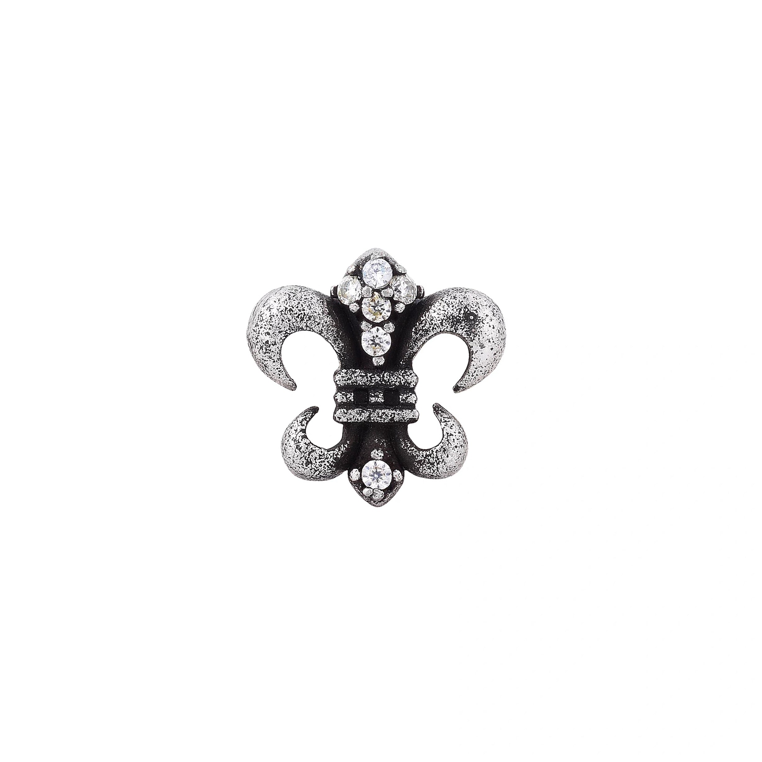 SACRED LYS – Boucles d’oreilles Fleur de Lys 9 mm en Argent 925 Vieilli