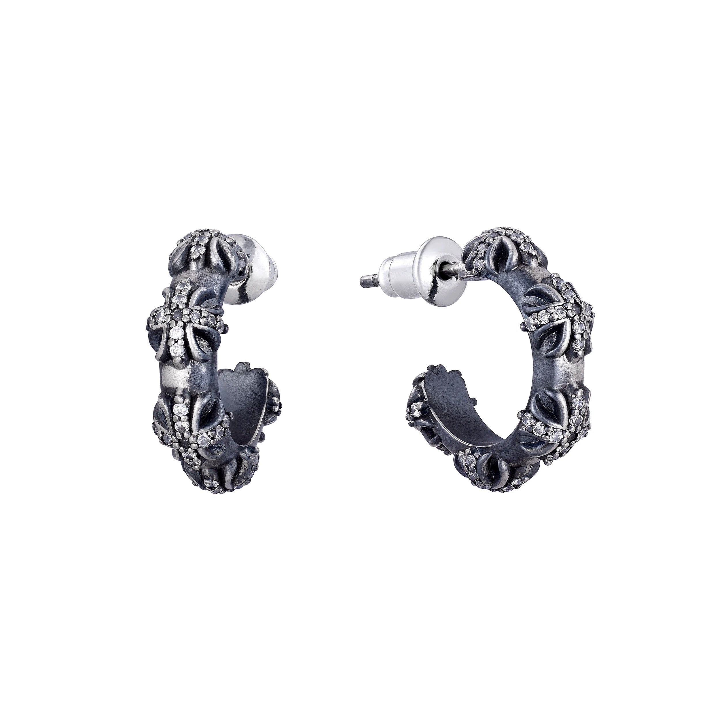 LYS ETERNAL – Boucles d’oreilles Anneaux 12 mm en Argent 925 Vieilli