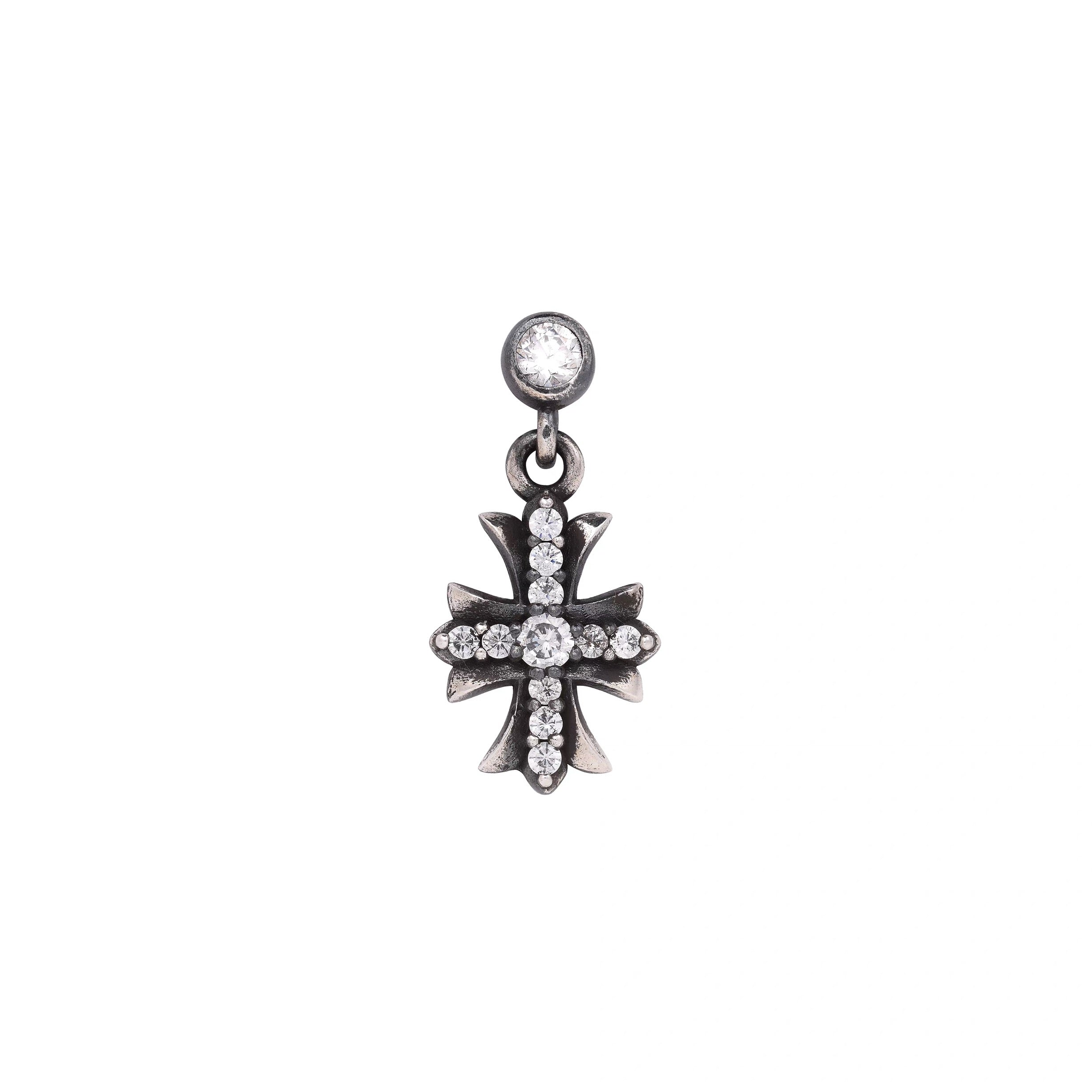 LOST SAINT – Boucles d’oreilles Croix 10 mm en Moissanite VVS1 et Argent 925 Vieilli