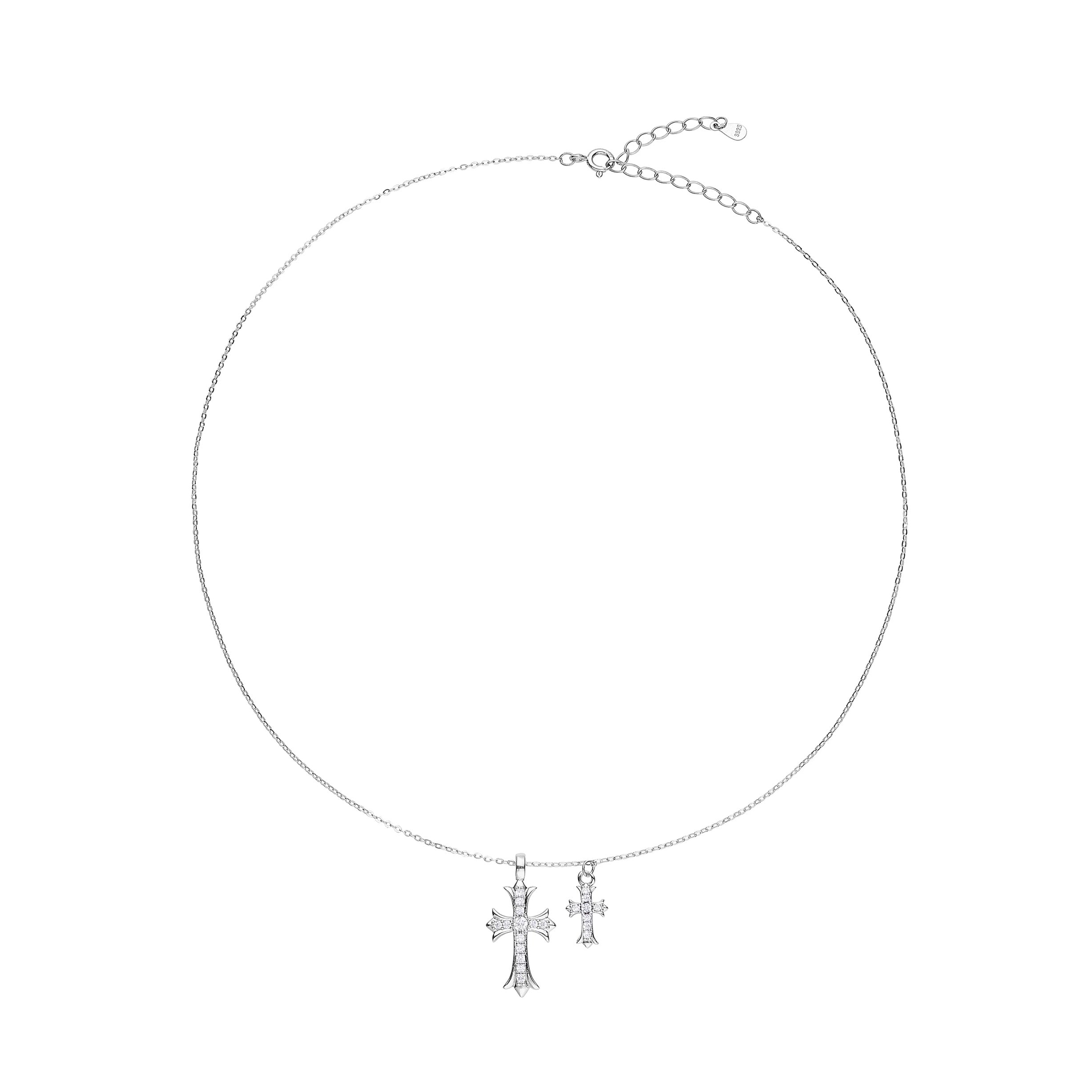 ETERNAL SHINE – Collier Double Croix en Argent 925