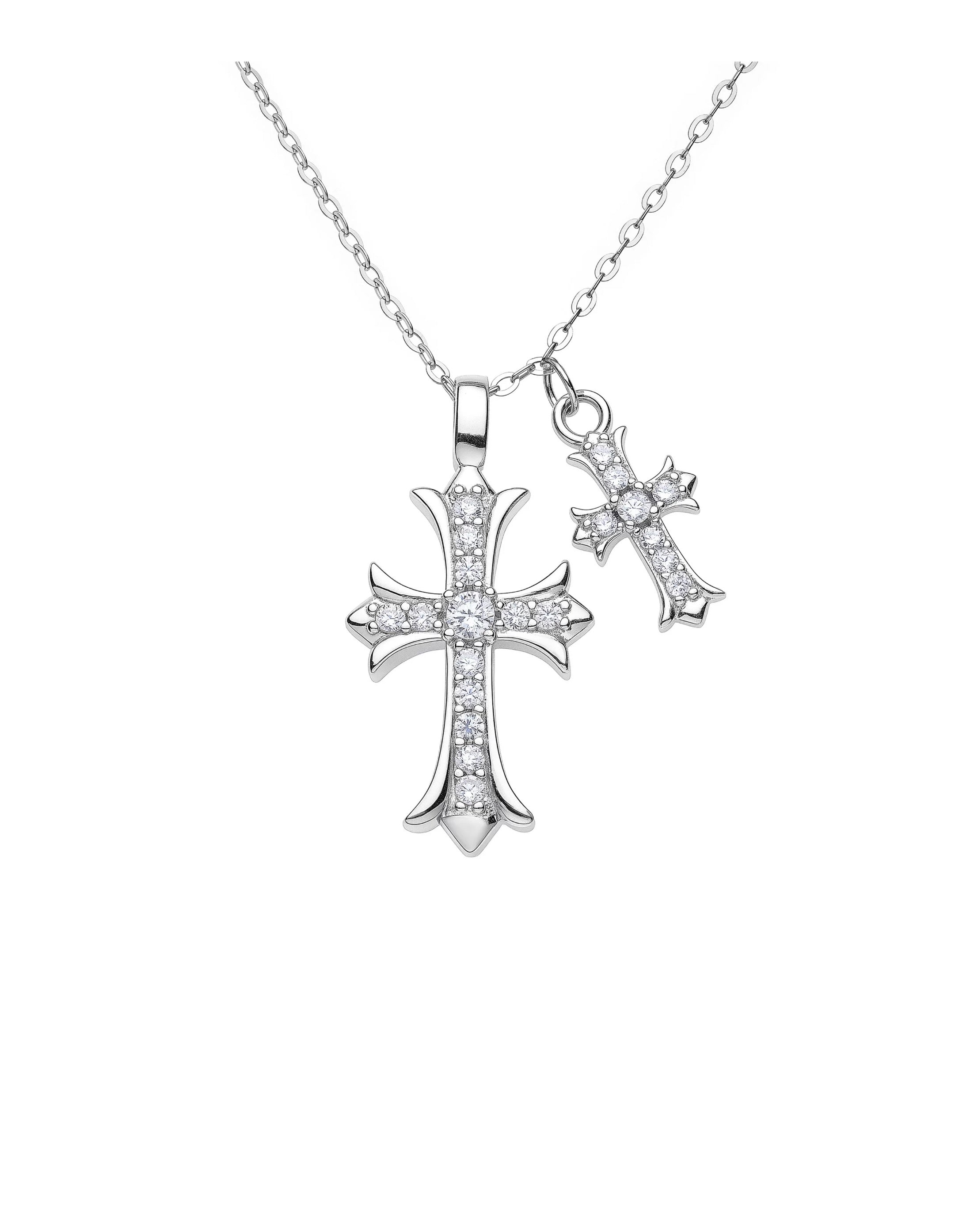 ETERNAL SHINE – Collier Double Croix en Argent 925