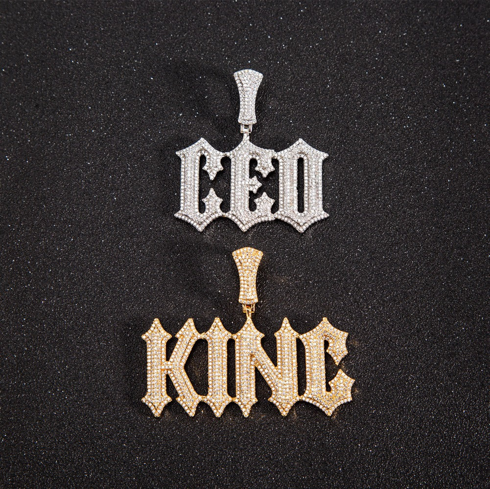 DRILO - Chaîne torsadée avec Pendentif Lettre Personnalisable Micro-Incrusté - Or