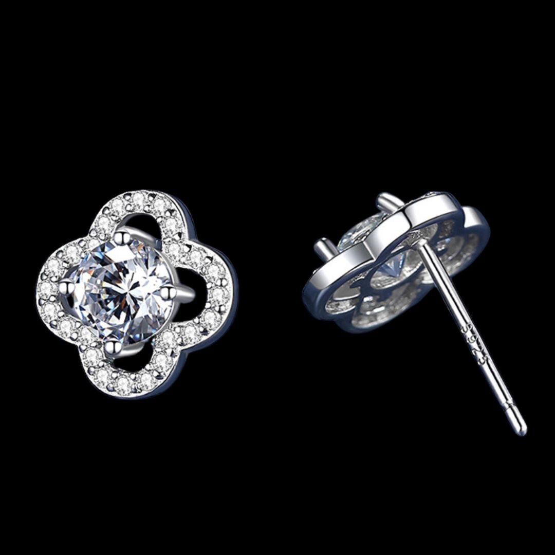 ALTAIR - Boucles d'oreilles Trèfles - Moissanite VVS1 Argent 925 - Maison Brillance