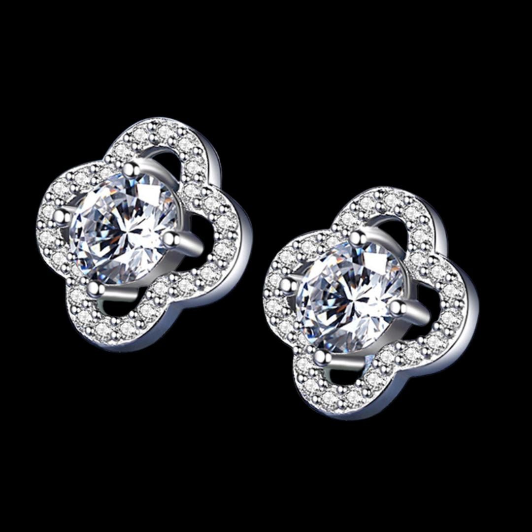 ALTAIR - Boucles d'oreilles Trèfles - Moissanite VVS1 Argent 925 - Maison Brillance