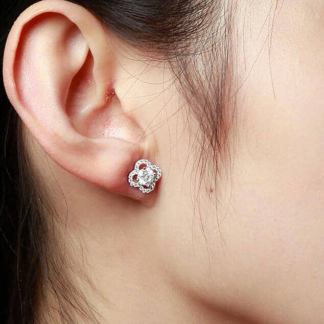 ALTAIR - Boucles d'oreilles Trèfles - Moissanite VVS1 Argent 925 - Maison Brillance