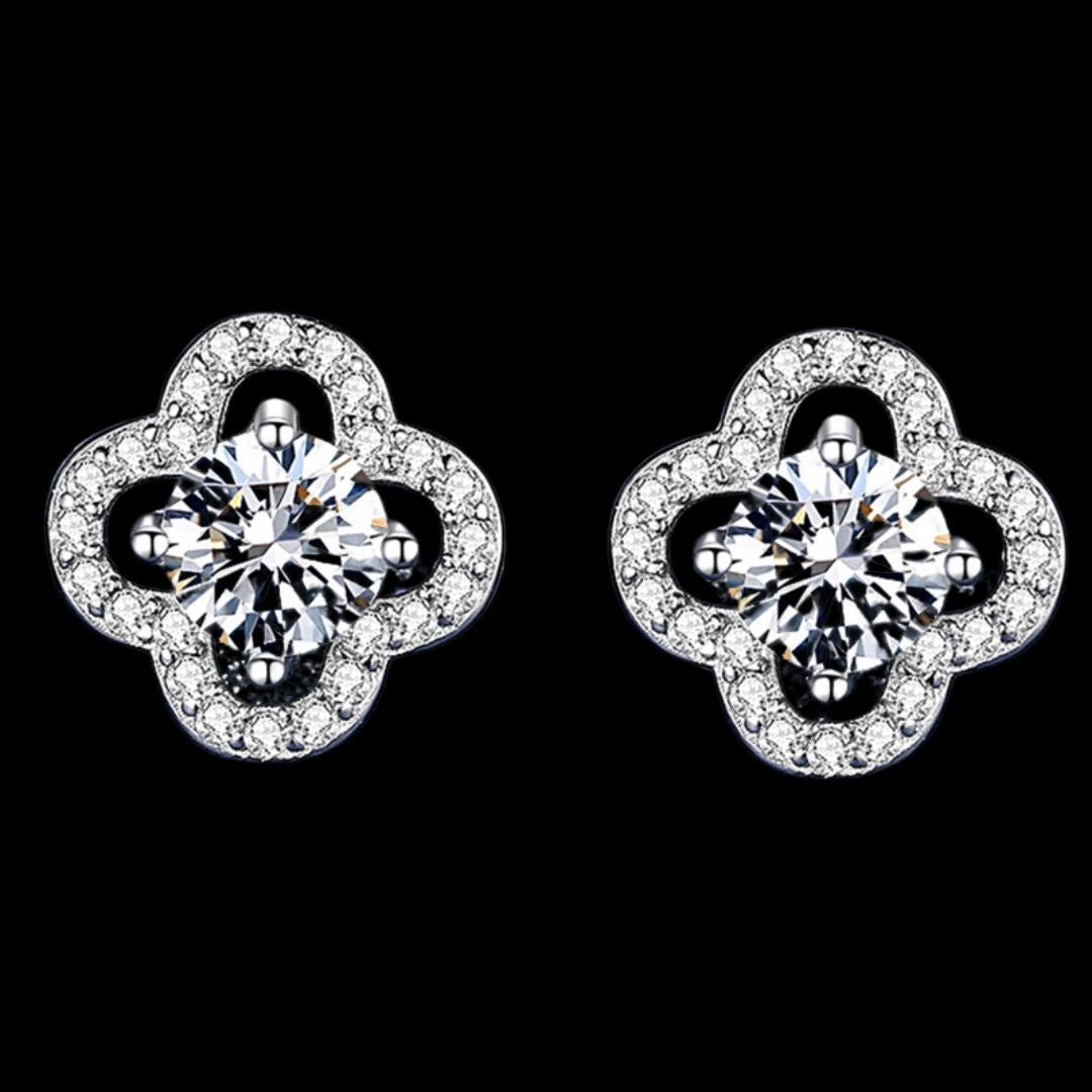 ALTAIR - Boucles d'oreilles Trèfles - Moissanite VVS1 Argent 925 - Maison Brillance
