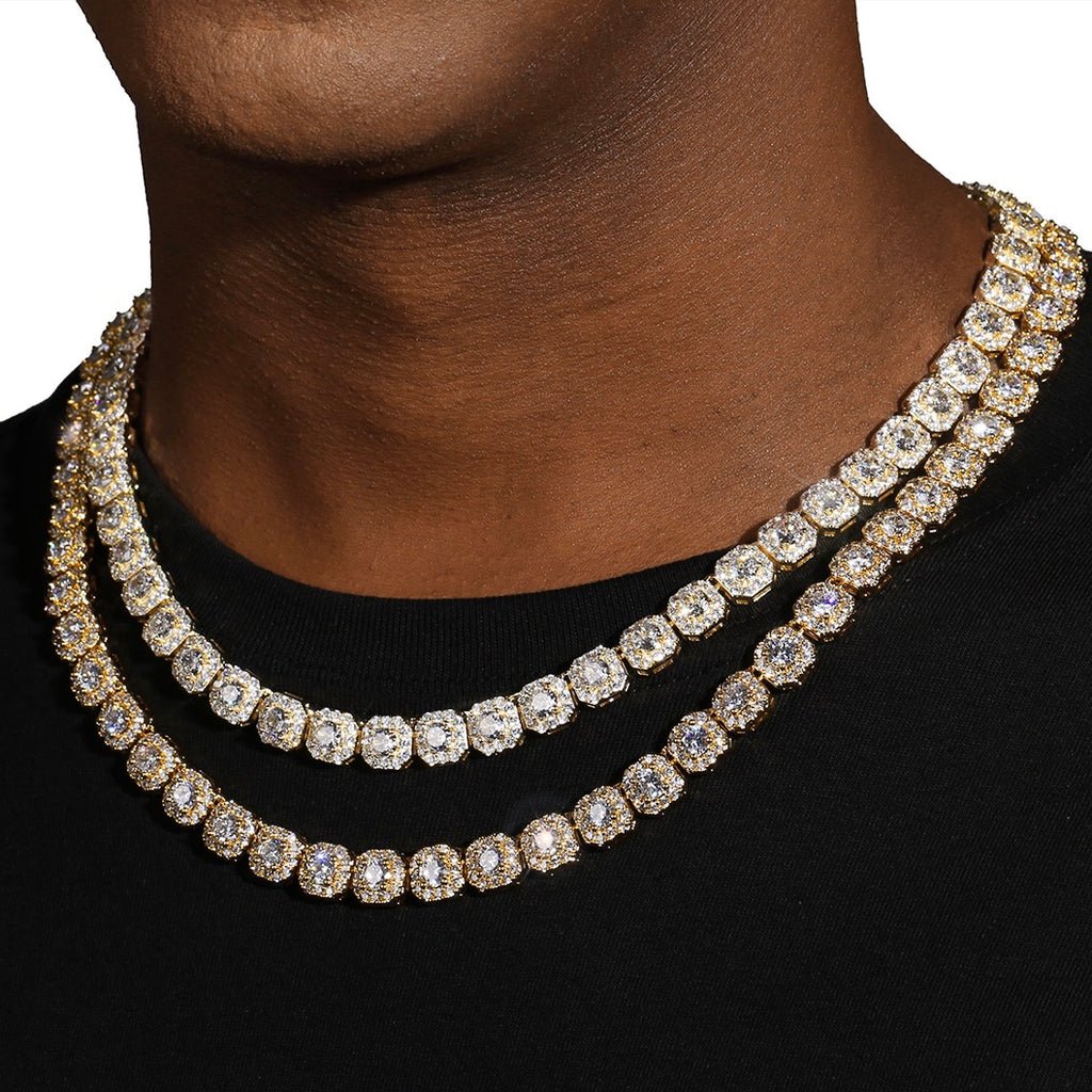 AURORA - Chaîne Cluster de Tennis 10 MM - Or Jaune - Maison Brillance