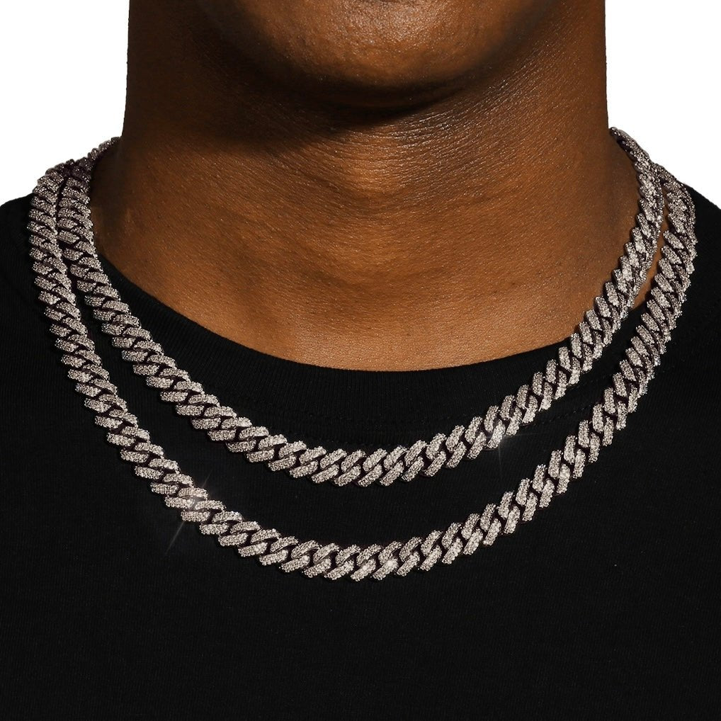 BETELGEUSE - Chaîne Cubaine 10 mm - Or Blanc - Maison Brillance