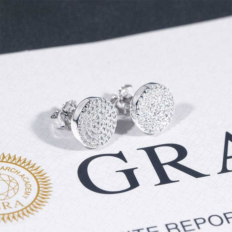 DENEB - Boucles d'oreilles rondes 10mm - Moissanite VVS1 Argent 925 - Maison Brillance