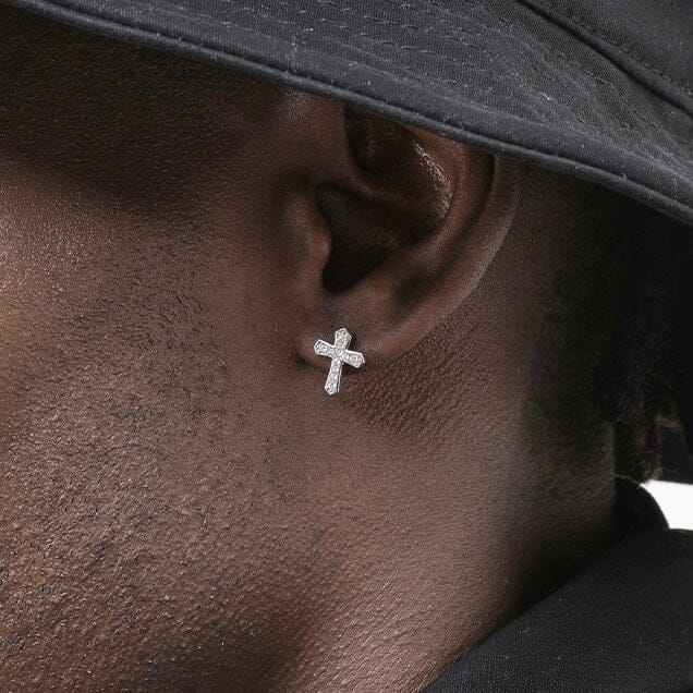 EPSILON - Boucles d'Oreilles en Croix Sertie - Argent 925 - Maison Brillance