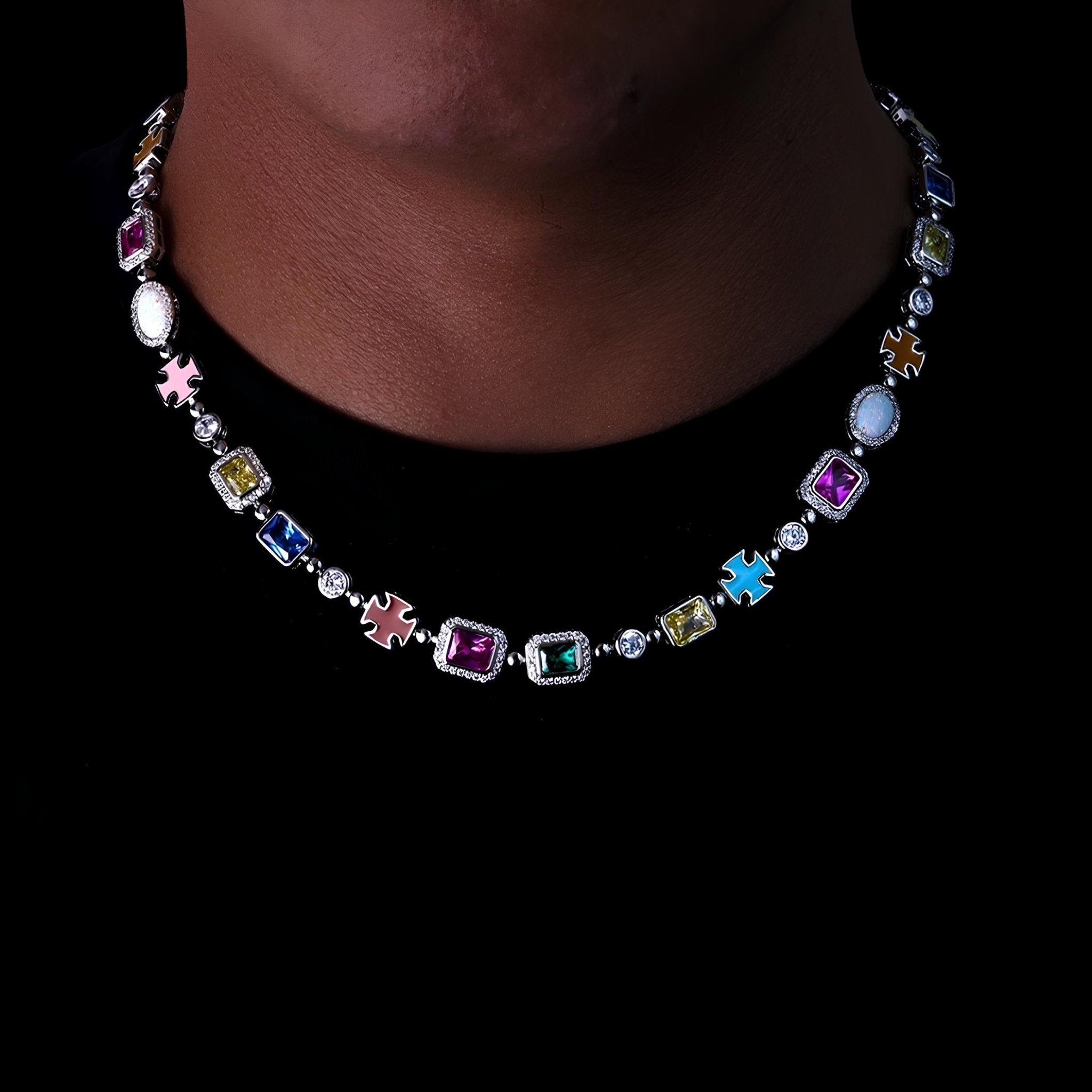 HARAS - Collier Coloré 10mm - Or Blanc - Maison Brillance