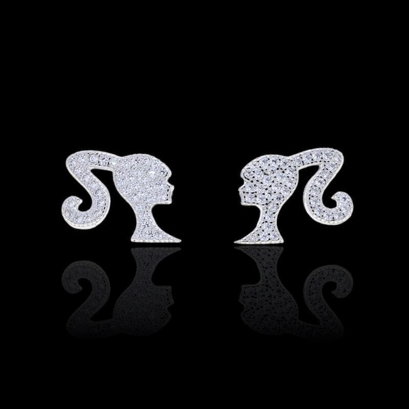 HORY - Boucles d'Oreilles Visage - Or blanc - Maison Brillance
