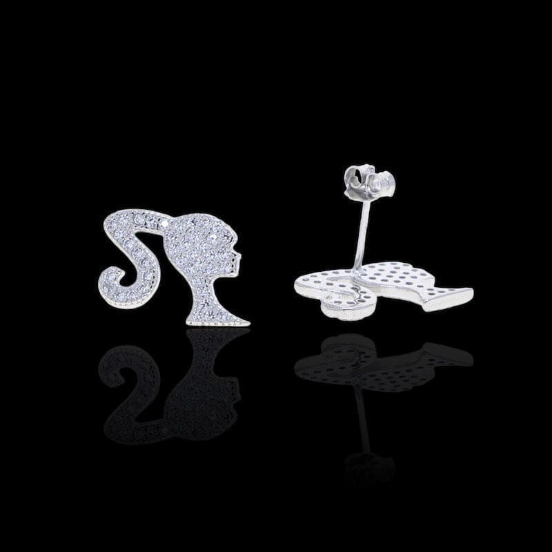 HORY - Boucles d'Oreilles Visage - Or blanc - Maison Brillance