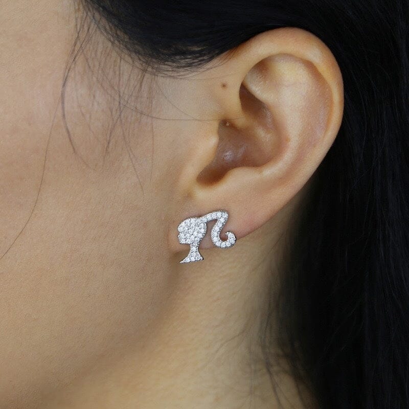 HORY - Boucles d'Oreilles Visage - Or blanc - Maison Brillance