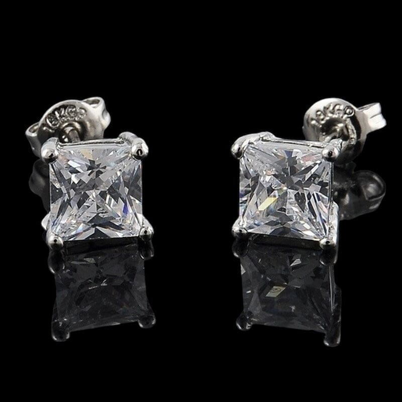 KEZIAS - Boucles d'Oreilles Carrés - Or blanc - Maison Brillance