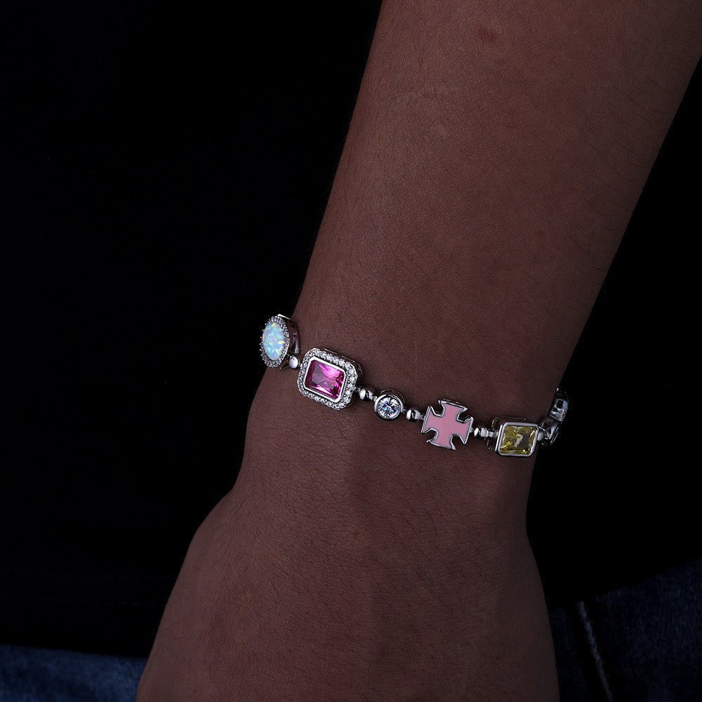 MELMOX - Bracelet Coloré 10mm - Or Blanc - Maison Brillance