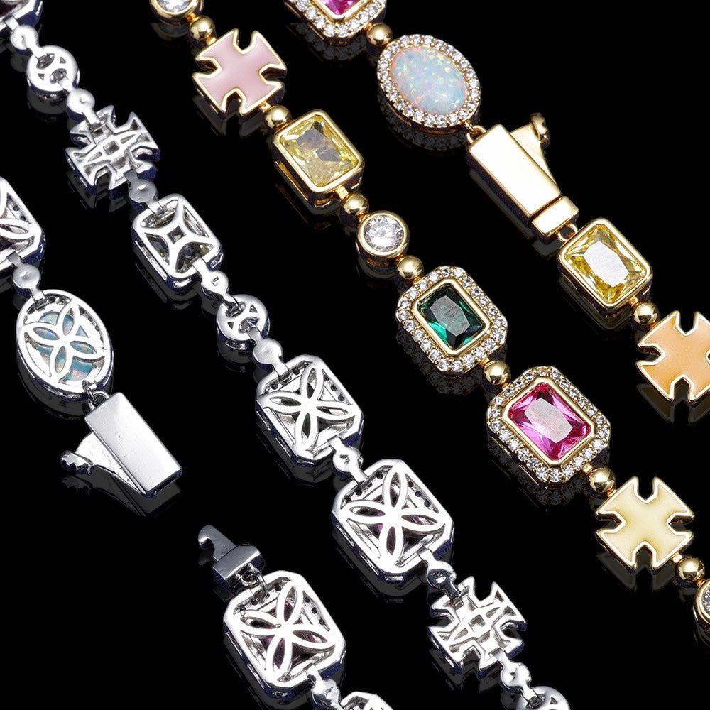 MELMOX - Bracelet Coloré 10mm - Or Blanc - Maison Brillance