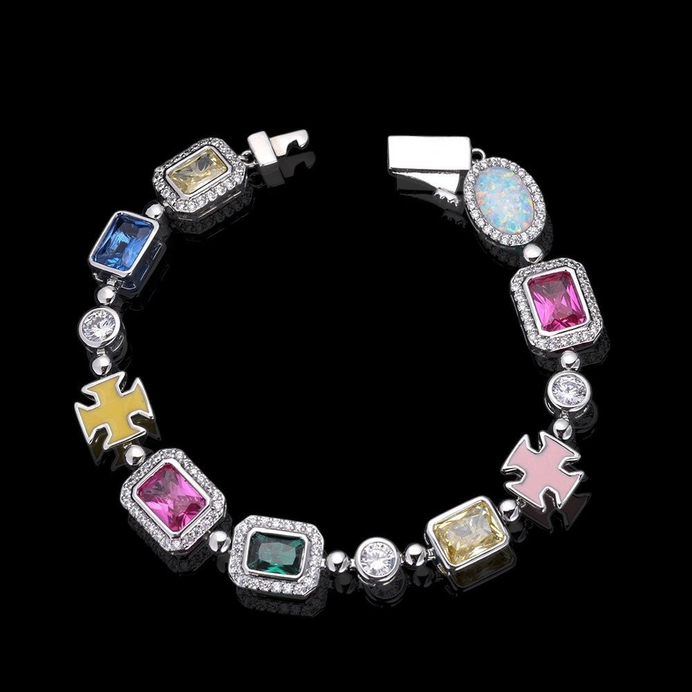 MELMOX - Bracelet Coloré 10mm - Or Blanc - Maison Brillance