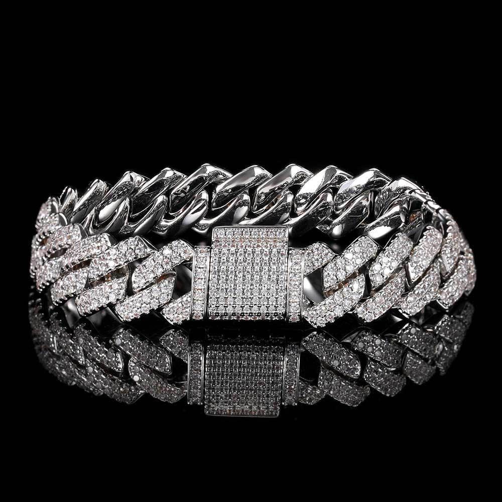 MIRA - Bracelet Cubain 14mm - Or Blanc - Maison Brillance