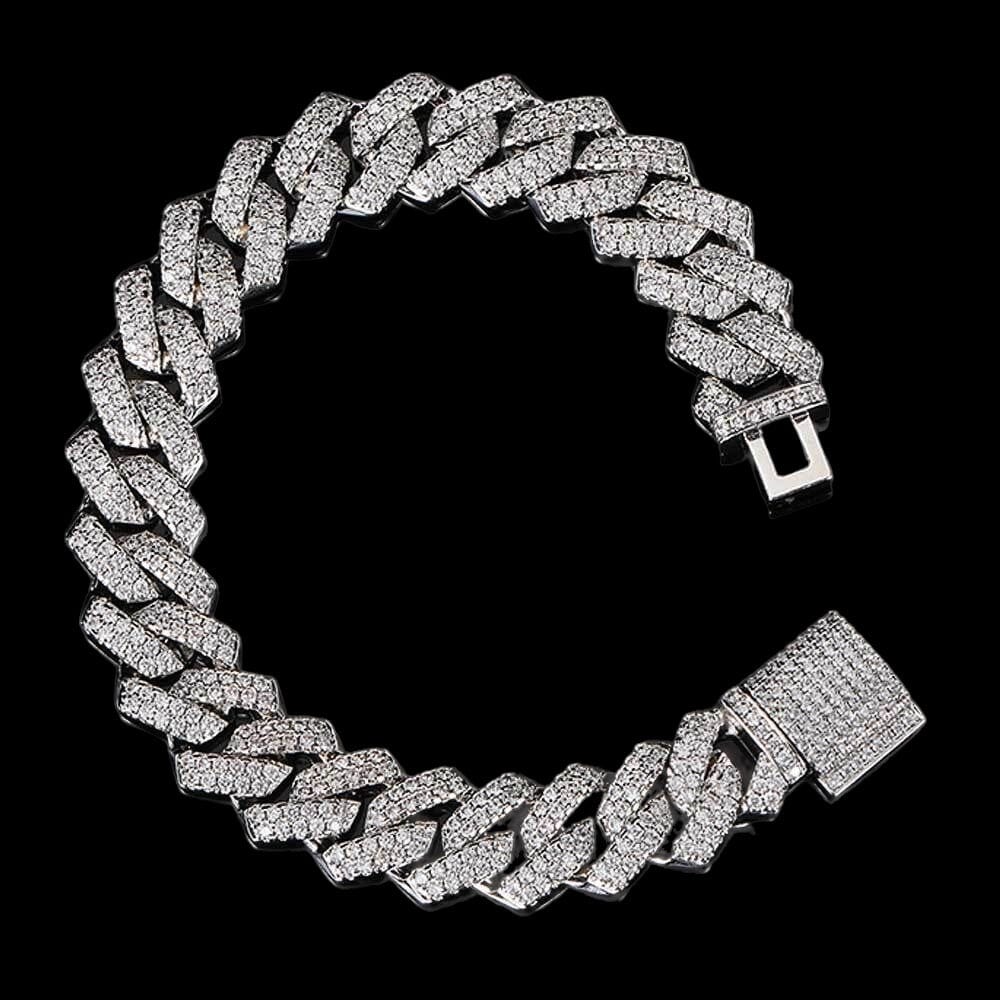 MIRA - Bracelet Cubain 14mm - Or Blanc - Maison Brillance