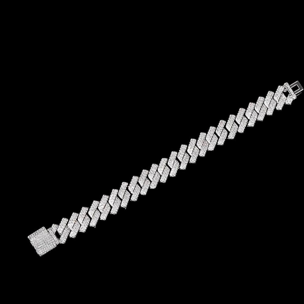 MIRA - Bracelet Cubain 14mm - Or Blanc - Maison Brillance