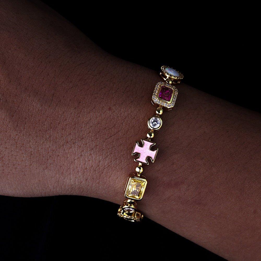 MOLMEX - Bracelet Coloré 10mm - Or Jaune - Maison Brillance