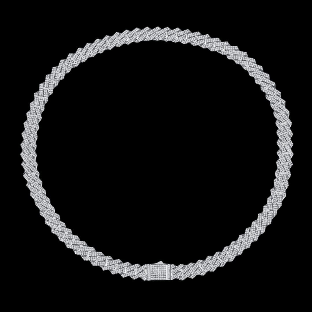 ORION - Chaîne Cubaine 14 mm - Moissanite VVS1 et Argent 925 - Maison Brillance