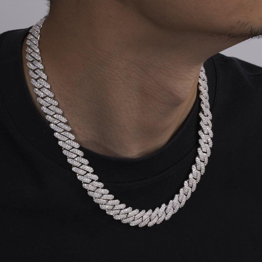 ORION - Chaîne Cubaine 14 mm - Moissanite VVS1 et Argent 925 - Maison Brillance