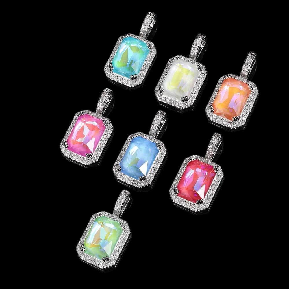 POLLUX - Chaîne Torsadée 3mm avec pendentif Gemme - Or blanc - Maison Brillance