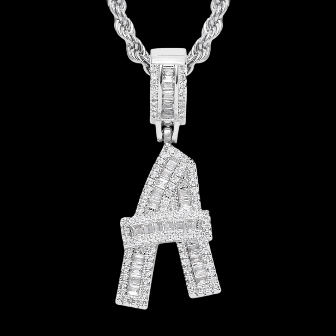 Rovas - Chaîne Torsadée avec Pendentif Lettre - Or blanc - Maison Brillance