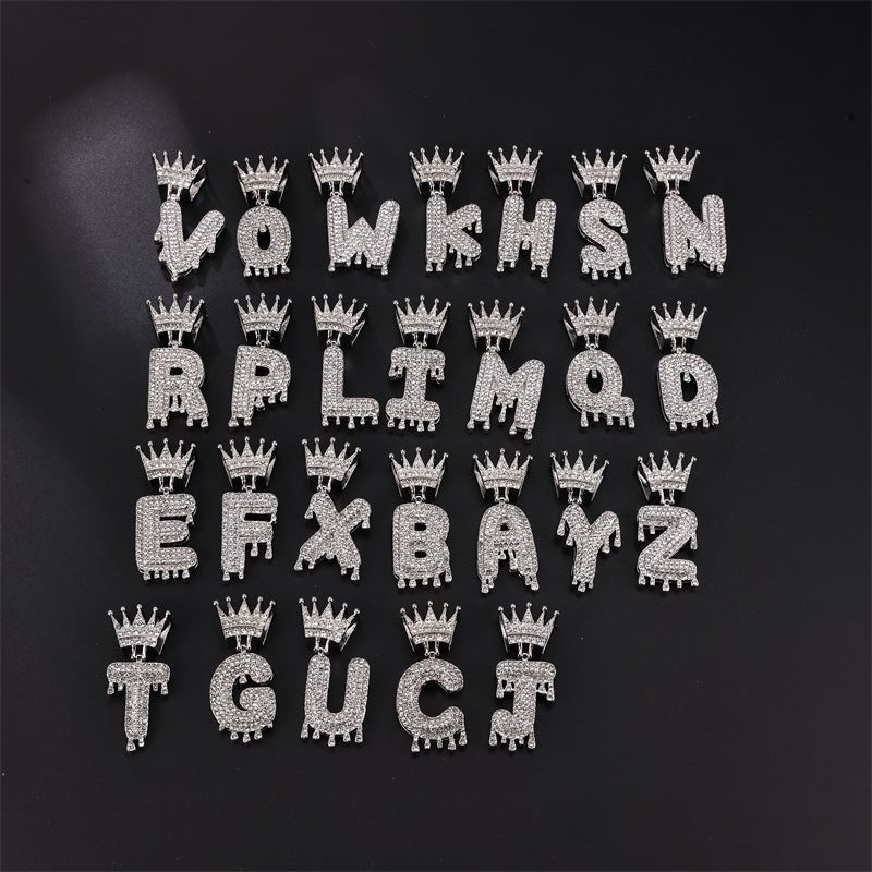 ROYAL - Pendentif Lettre avec Couronne - Or - Maison Brillance