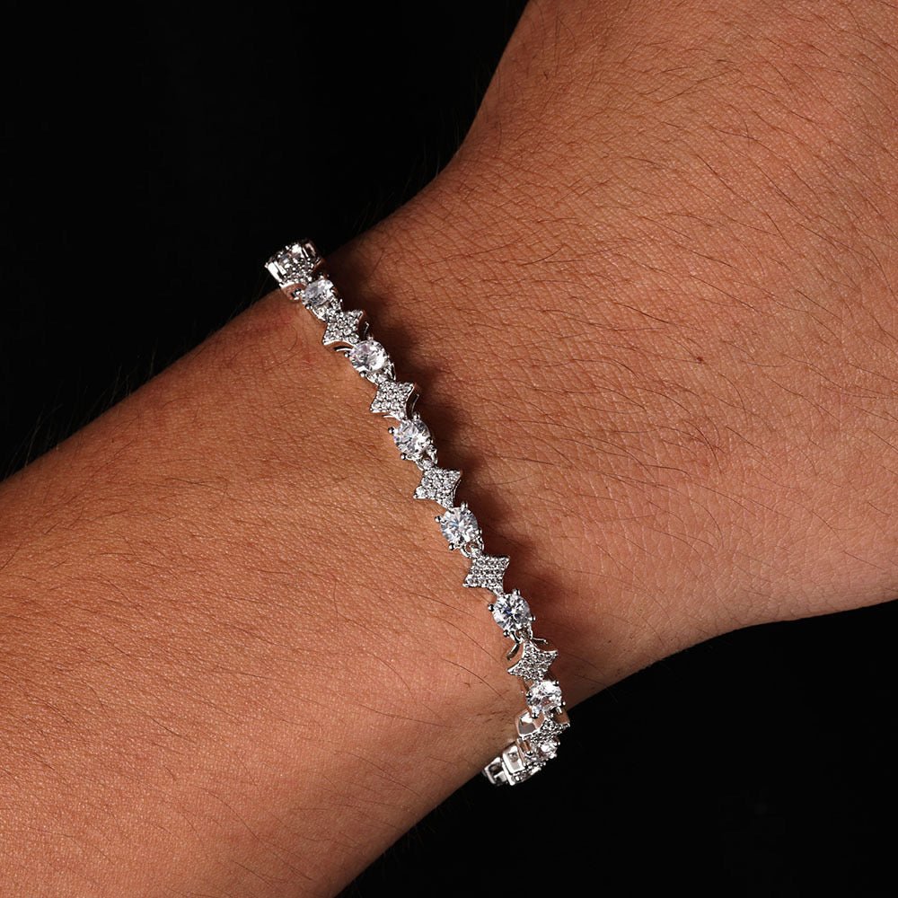 STURLYS - Bracelet Étoile 6mm - Or Blanc - Maison Brillance
