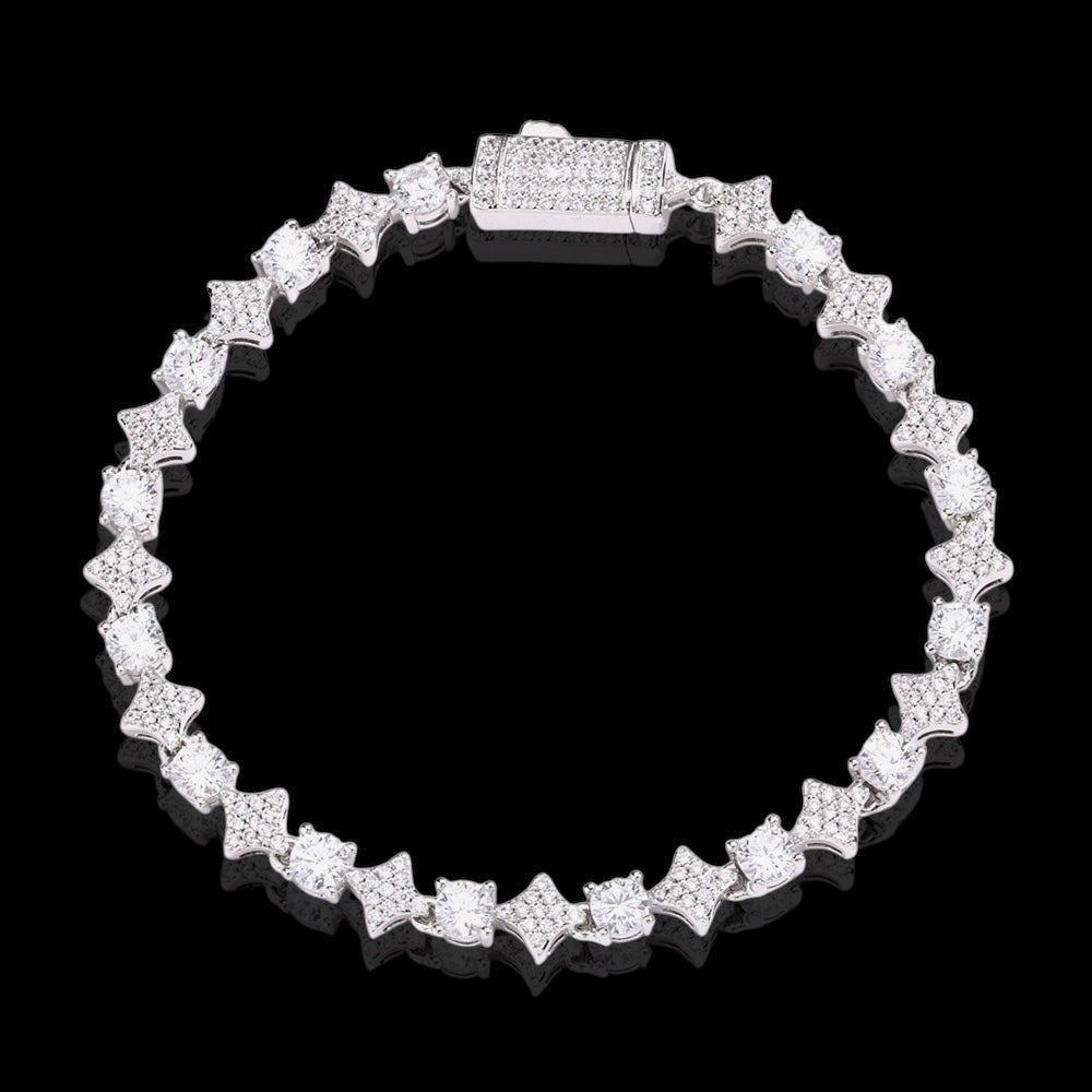 STURLYS - Bracelet Étoile 6mm - Or Blanc - Maison Brillance