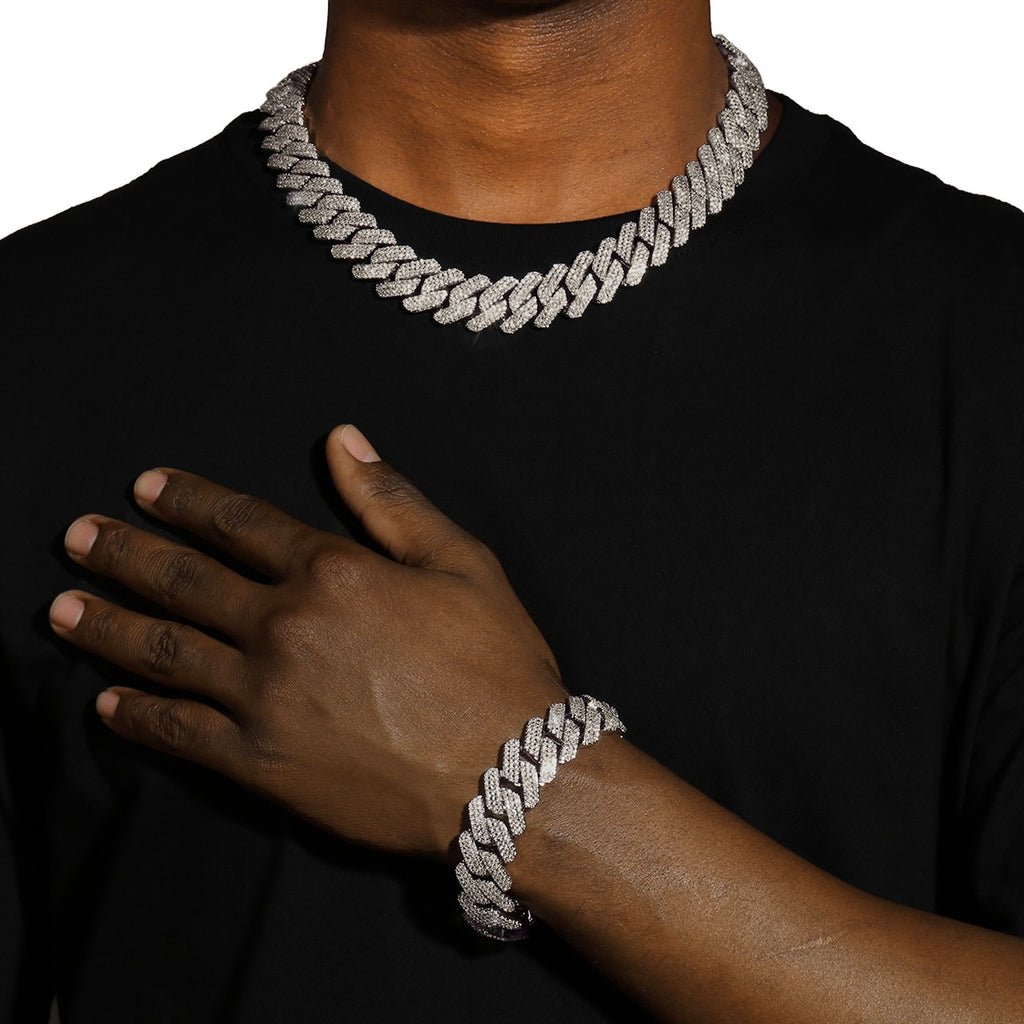 TYLAS - Chaîne Cubaine 2cm - Or Blanc - Maison Brillance