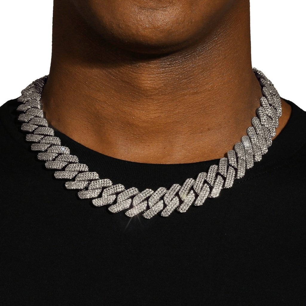 TYLAS - Chaîne Cubaine 2cm - Or Blanc - Maison Brillance