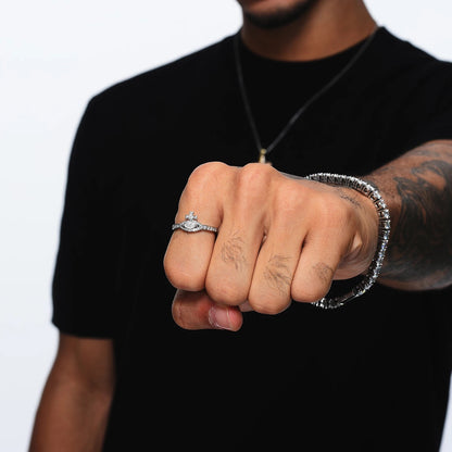 CRYSTAL SIN – Bague Saturne en Moissanite VVS1 et Argent 925