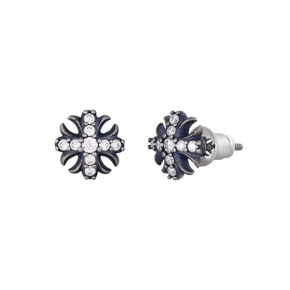 NOCTIS CROSS – Boucles d’oreilles Croix 9 mm en Moissanite VVS1 et Argent 925 Vieilli
