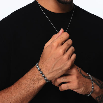 DIVINE LINK – Bracelet Croix 20 cm en Platine Vieilli